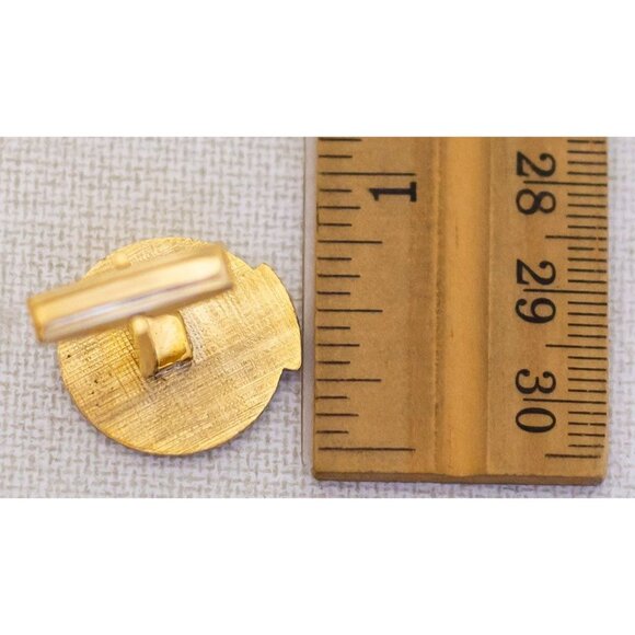 Vintage Minimalist Circular Gold Tone Elegant Rhinestone Cuff Links - K1 - Picture 3 of 3